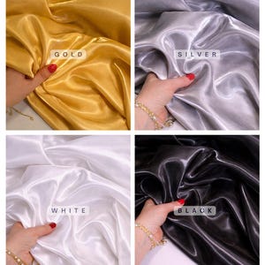 Reflective Liquid Satin Fabric by the Yard, Shiny Thick Silky Satin Fabric, Glossy Iridescent Liquid Satin, Water Shine Shimmer Satin image 5