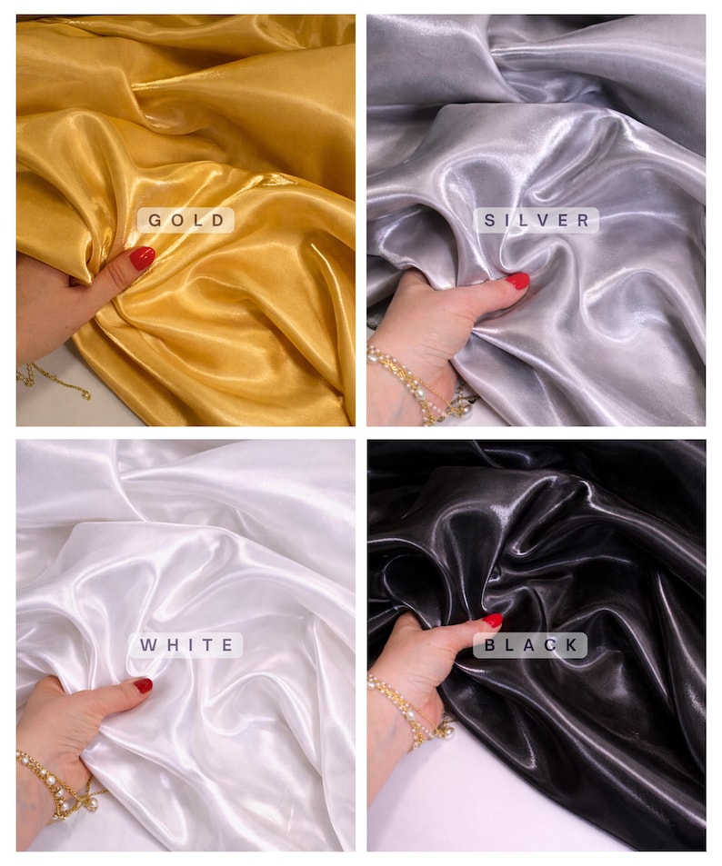 Reflective Liquid Satin Fabric by the Yard, Shiny Thick Silky Satin Fabric, Glossy Iridescent Liquid Satin, Water Shine Shimmer Satin image 5
