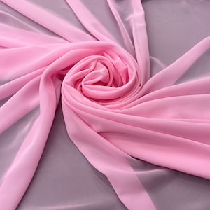 Light Pink Chiffon Fabric By The Yard,  Baby Pink Silky Chiffon Fabric, Light Weight Sheer Chiffon for Drapes, Bridal Dress, Table Runner