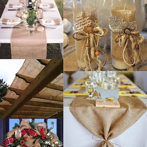 Natural Burlap Fabric, Jute Burlap Fabric by the Yard 14" Wide for Table Runner, Bags, Rustic Wedding Decor, Bags, Bows, Gardening