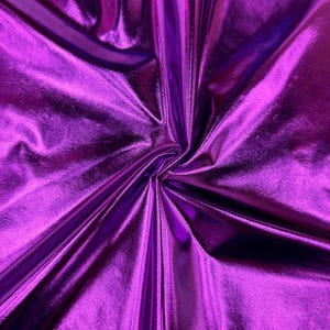 Metallic Purple Foil Lame Spandex Fabric by the Yard, 4 Way Stretch Purple Lame Fabric All Over Foil on stretch Knit for Costumes Dance Wear