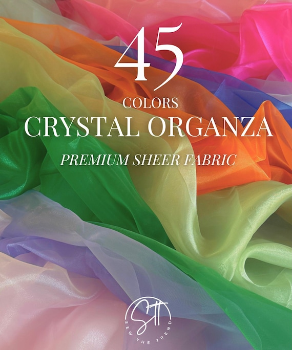 Organza Fabric by the Yard, Premium Soft Organza Fabric 60" Wide, Sheer Crystal Organza Fabric for Bridal Gown, Dress, Wedding, Home Decor