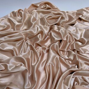 Nude Silky Stretch Satin Fabric by the Yard, Cream Nude Stretch