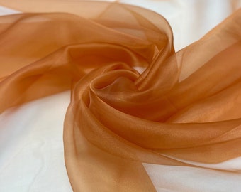 Orange Organza Fabric by the Yard, Orange Crystal Organza Fabric, Orange Sheer Fabric for Fashion, Party Decor, Draping and Crafts