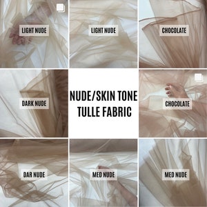 Skin Tone Tulle Fabric by the Yard, Soft and Matte Italian Tulle 63&quot; Wide, Bridal Tulle Mesh Fabric, Skin Tone Illusion Mesh