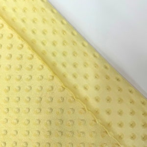 Yellow Minky Dot Fleece Fabric by the Yard, Dimple Dot Minkee Fabric Yellow Plush Fabric for Blankets, Pillow Covers Soft Toys, Baby Blanket