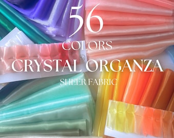 Premium Sheer Organza Fabric by Yard 60" Wide: Crystal Organza Sheer Material for Wedding Dress & Event Home Decor, Bridal Gown, 56 Colors