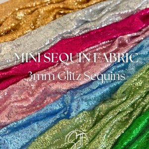 Sequin Fabric by the Yard, Iridescent Sequins on Mesh 3mm, Glitter Glitz Stretch Sequins on Mesh Fabric for Dress, Table Runner, Backdrop