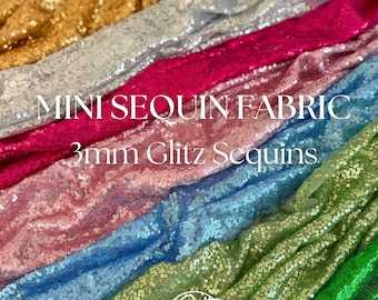 Sequin Fabric by the Yard, Iridescent Sequins on Mesh 3mm, Glitter Glitz Stretch Sequins on Mesh Fabric for Dress, Table Runner, Backdrop