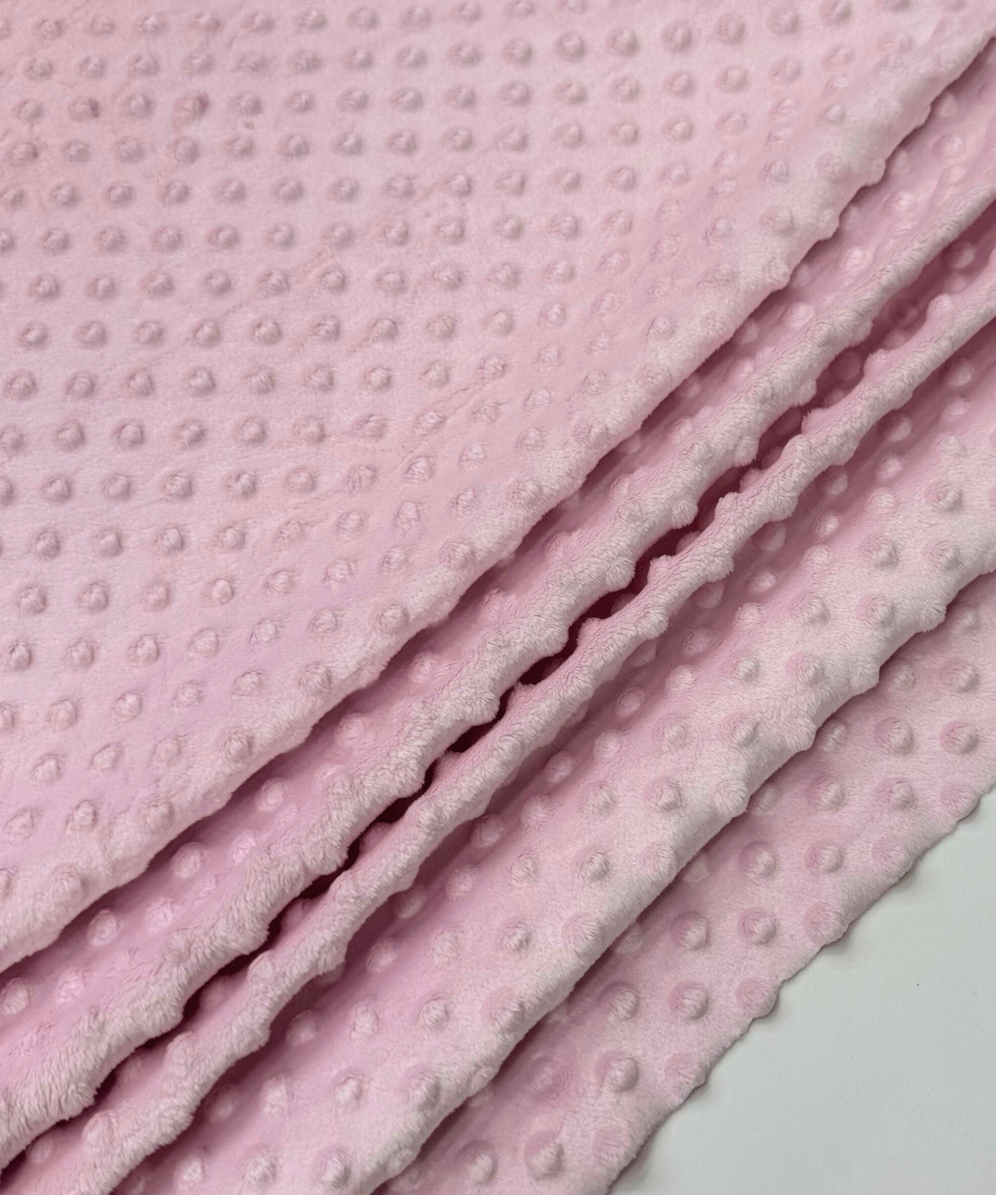 Blush Pink Minky Dot Fleece Fabric by the Yard, Dimple Dot Minkee Fabric, Light Pink Plush Fabric for Blankets, Pillow Covers, Baby Blanket