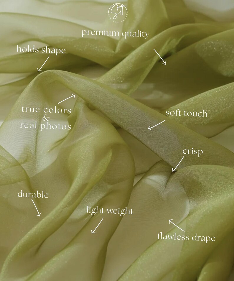 Organza Fabric by the Yard, Premium Soft Organza Fabric 60" Wide, Sheer Crystal Organza Fabric for Bridal Gown, Dress, Wedding, Home Decor image 10