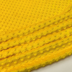Yellow Minky Dot Fleece Fabric by the Yard, Yellow Dimple Dot Minkee Fabric, Yellow Plush Fabric for Blankets, Pillow Covers, Baby Blanket