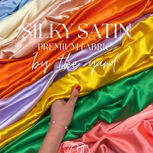 Silky Stretch Satin Fabric by the Yard, Premium Quality Stretch Charmeuse Fabric for Wedding Gowns, Bridesmaid Dresses, Soft Satin Charmeuse