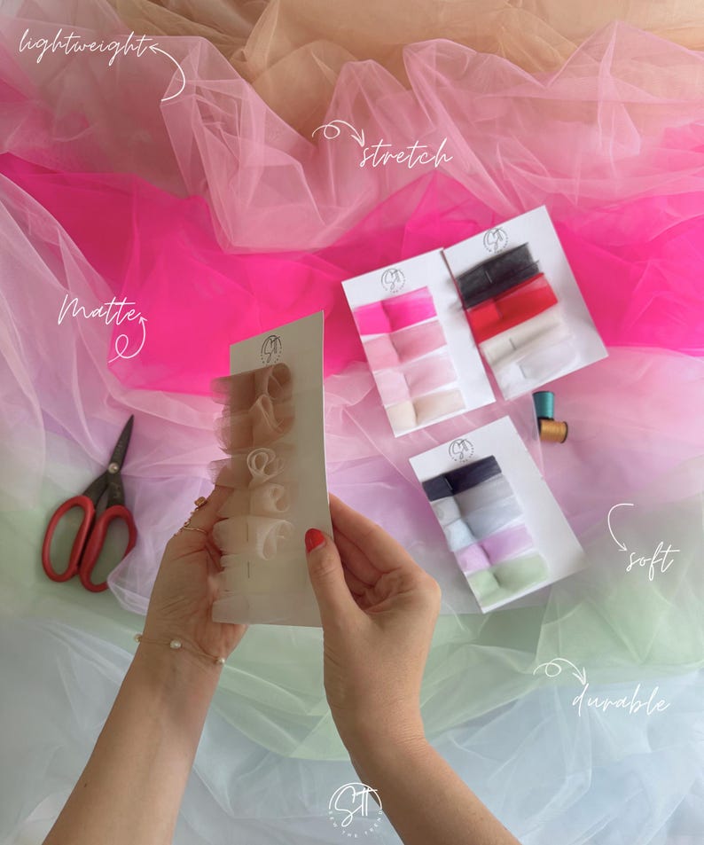 Dusty Blue Tulle Fabric by the Yard, Extra Soft and Matte Italian Tulle 63" Wide, Pastel Blue Tulle Mesh Fabric for Veils, Tutu, Gowns | Air zdjęcie 10