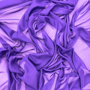 Purple Chiffon Fabric By The Yard, Purple Silky Chiffon Fabric, High Quality Purple Sheer Chiffon for Drapes, Dress, Table Runner Arch Decor