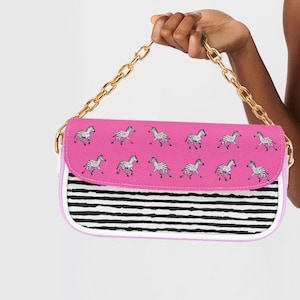 Zebra Patchwork Underarm Bag – Unique Stripy-Pattern Design.