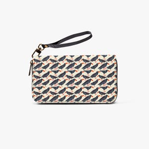 Bird Pattern Long Wallet with Wrist Strap, Women's Zip Around Wallet, PU Leather Clutch, Card Holder Organizer, Gift for Her