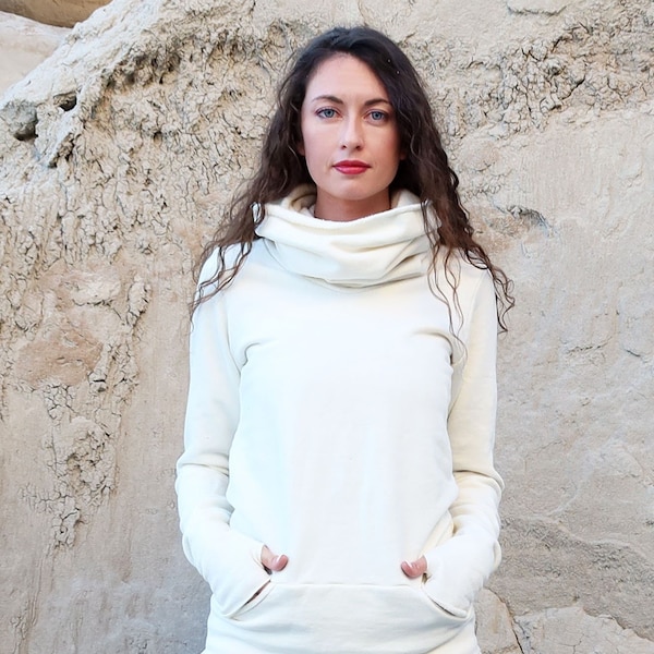 ORGANIC Chunky Cowl Darjeeling Shirt ( organic hemp and cotton fleece ) - organic hemp shirt