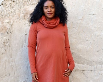 Organic Chunky Cowl Ojai Tunic - ( FLEECE hemp/organic cotton knit )