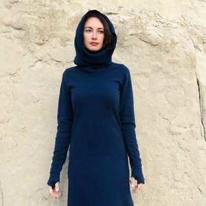 Organic Chunky Cowl Short Dress (FLEECE hemp/organic cotton)