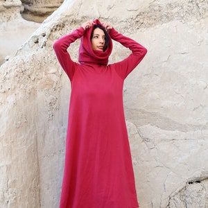 ORGANIC Chunky Cowl Ojai Below Knee Dress - ( FLEECE hemp/organic cotton knit ) - organic hemp fleece dress