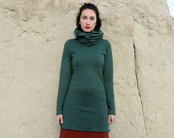 Organic Chunky Cowl Simplicity Tunic - ( FLEECE hemp and organic cotton fleece )