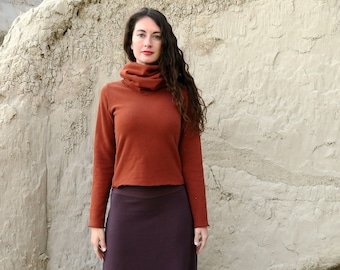 ORGANIC Chunky Cowl Simplicity Cropped Shirt (FLEECE hemp/organic cotton) - organic shirt