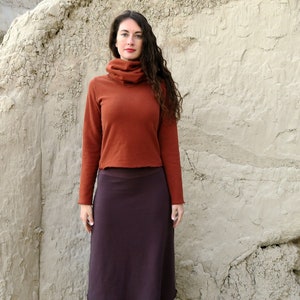 ORGANIC Chunky Cowl Simplicity Cropped Shirt ( FLEECE hemp/organic cotton knit ) - organic shirt