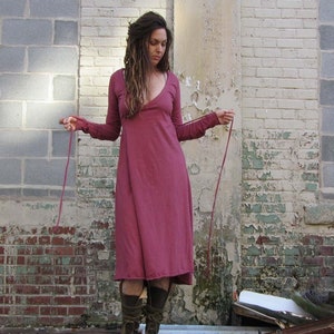 ORGANIC Drawstring Wrap Simplicity Below Knee Dress - ( Organic Cotton Knit ) - organic cotton dress