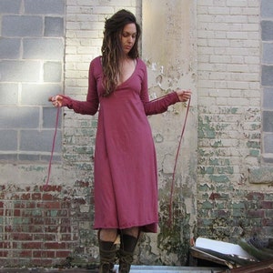ORGANIC Drawstring Wrap Simplicity Below Knee Dress - ( Light hemp/organic cotton knit ) - organic cotton dress