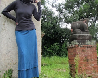 Hemp Skirt - ORGANIC Women's Double Layer Simplicity Long Skirt (LIGHT hemp/organic cotton knit)