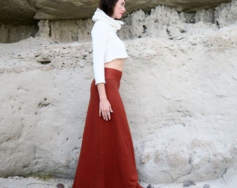 ORGANIC Simplicity Long Fleece Skirt - ( organic hemp and cotton blend Fleece ) - organic fleece skirt