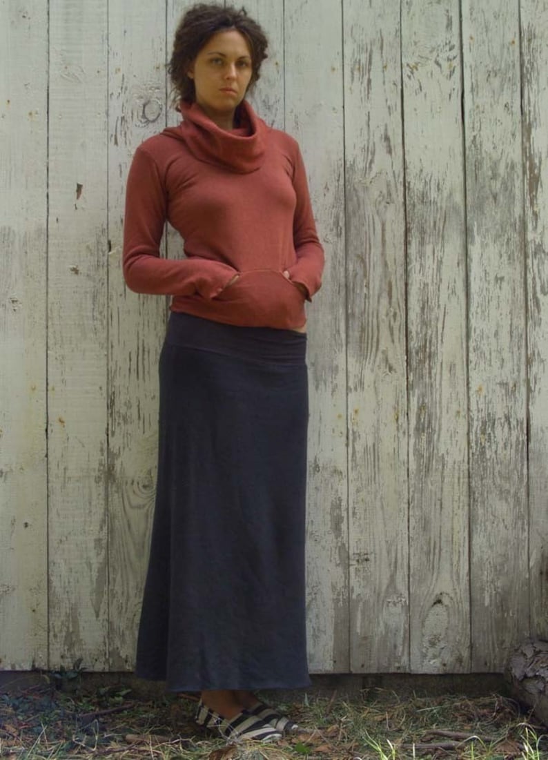 ORGANIC Simplicity Long Fleece Skirt organic hemp and cotton blend Fleece organic fleece skirt image 5