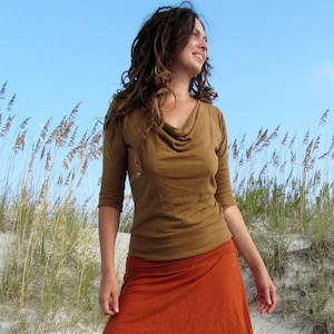 Organic Float Neck Folded Band Shirt light hemp/organic cotton knit organic shirt image 1