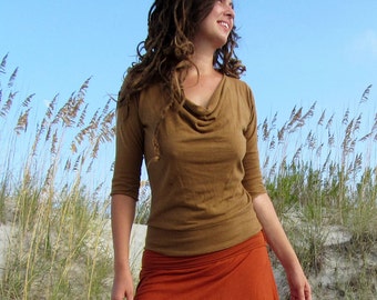 Organic Float Neck Folded Band Shirt (light hemp/organic cotton knit) - organic shirt