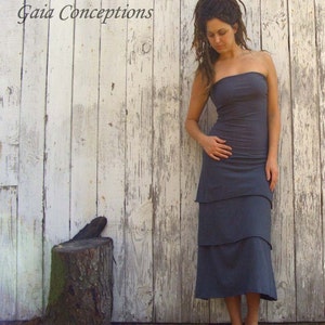 ORGANIC Love Me 2 Times Fountain Simplicity Below Knee Dress light hemp and organic cotton knit organic dress image 2