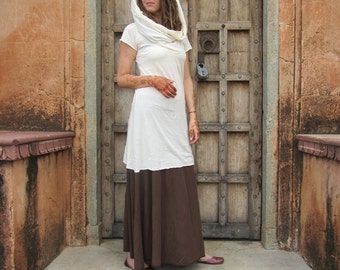 ORGANIC Super Cowl Simplicity Short Dress - (Light Hemp/Organic Cotton Knit) - organic cotton dress