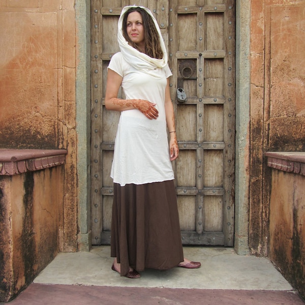 Vestido curto Orgânico Super Cowl Simplicity - (malha leve de cânhamo/algodão orgânico) - vestido de algodão orgânico