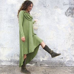 ORGANIC Super Cowl Mullet Short Dress light hemp and organic cotton knit organic dress image 2