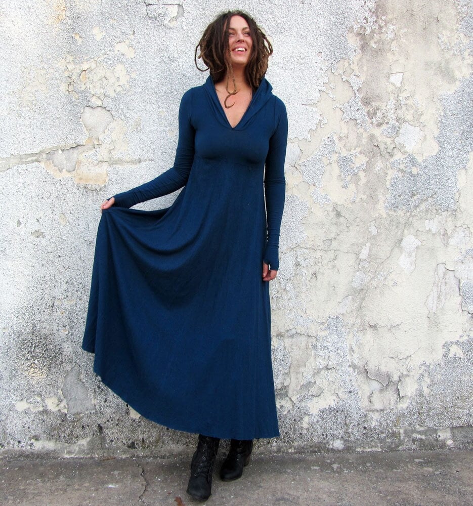 Hemp Dress ORGANIC Howrah Hooded Long Dress LIGHT - Etsy