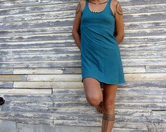 Organic Dress - Utility Built in Bra Tank Simplicity Tunic  (light hemp and organic cotton knit)  - organic dress