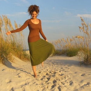 ORGANIC Hemp Skirt - Wanderer Below Knee Skirt (LIGHT hemp/organic cotton knit)
