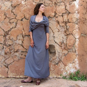 ORGANIC Super Cowl Simplicity Long Dress Light Hemp/Organic Cotton Knit organic dress image 2