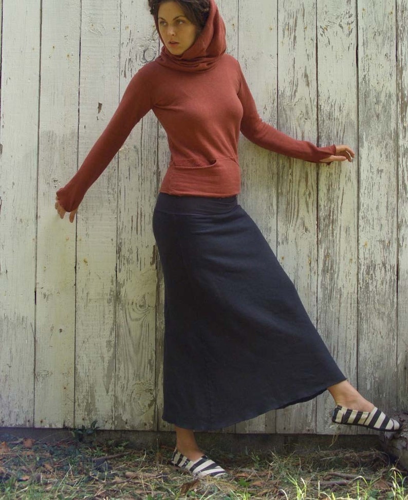 ORGANIC Simplicity Long Fleece Skirt organic hemp and cotton blend Fleece organic fleece skirt image 6