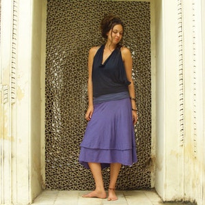 Organic Cotton Skirt - Vinyassa Below Knee Skirt ( TISSUE hemp/organic cotton knit )
