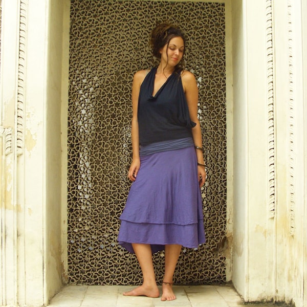 Organic Cotton Skirt - Vinyassa Below Knee Skirt (organic tissue cotton)