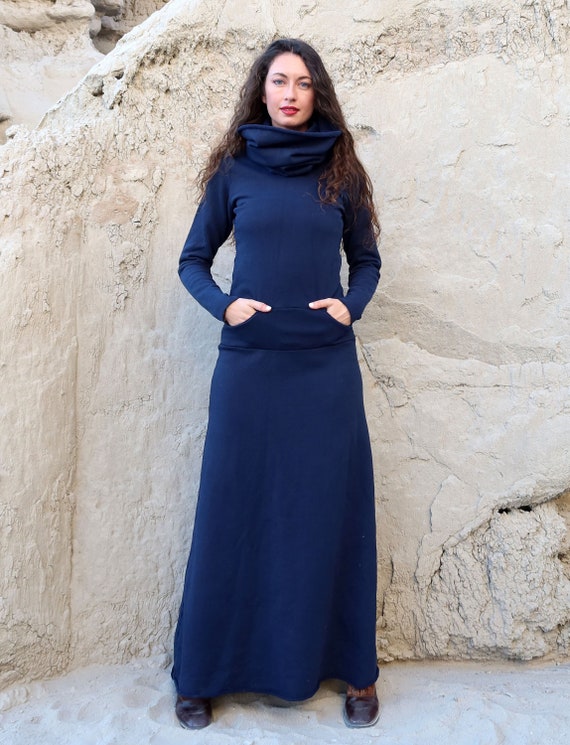 long fleece dress Women's Fleece Hooded Dress