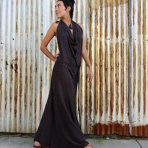 ORGANIC Apron Wrap Long Dress (LIGHT hemp/organic cotton knit) - organic backless HEMP dress