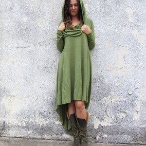 ORGANIC Super Cowl Mullet Short Dress light hemp and organic cotton knit organic dress image 3