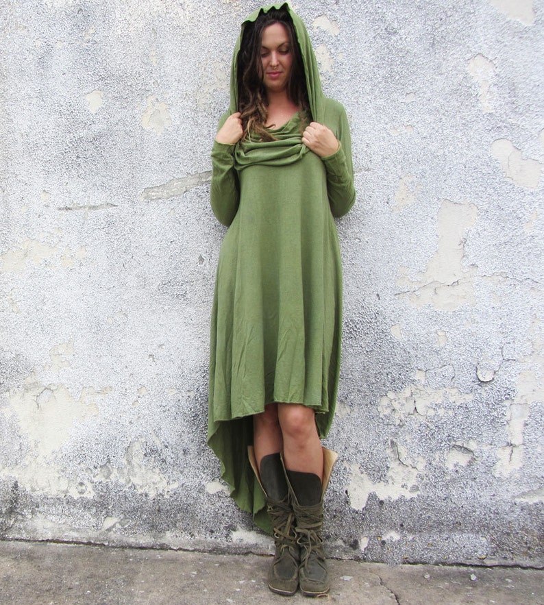 ORGANIC Super Cowl Mullet Short Dress light hemp and organic cotton knit organic dress image 3